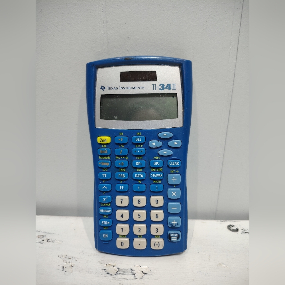 Texas Instruments TI-34 II Scientific Calculator Blue Tested Working No Cover
